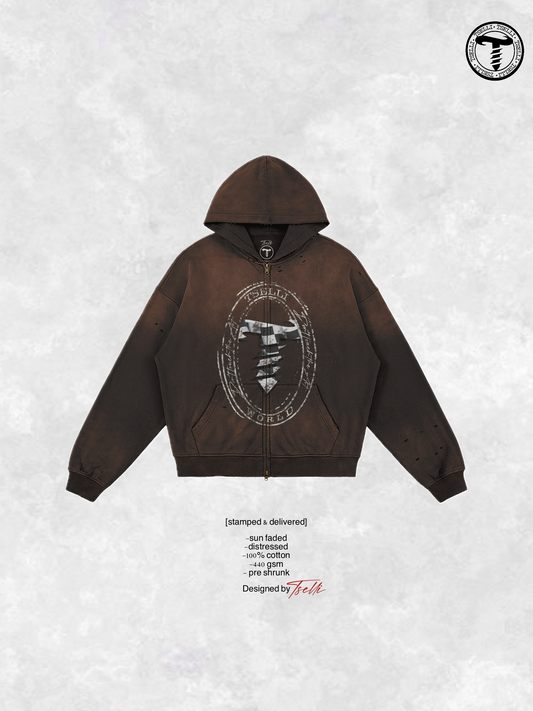 [stamped & delivered] zip up