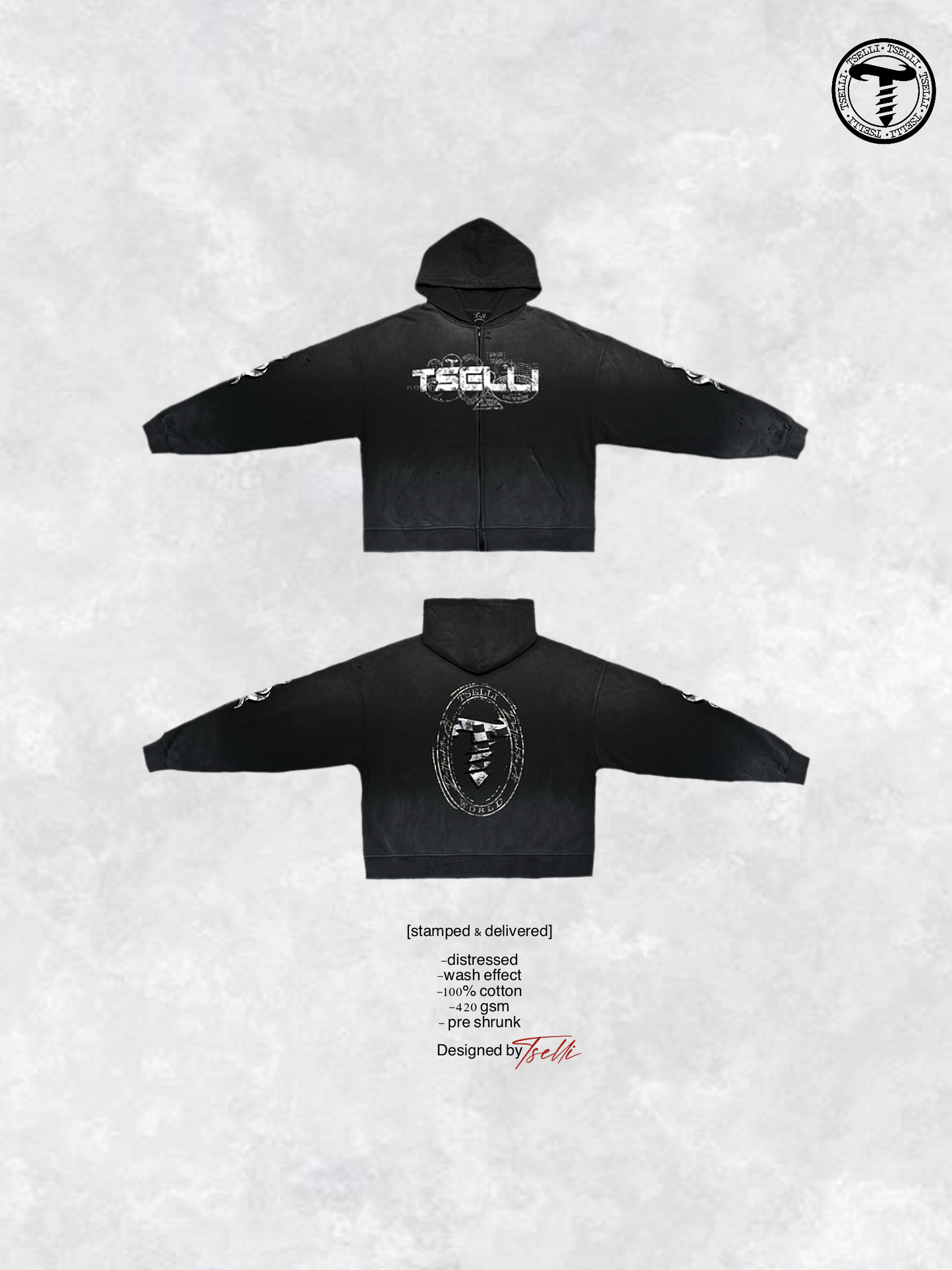 [stamped & delivered] zip up