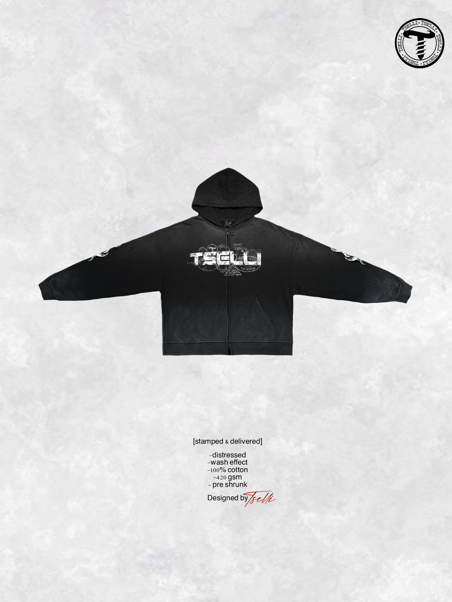 [stamped & delivered] zip up